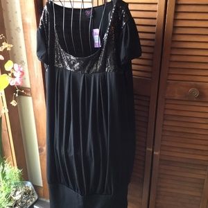 NWT TORRID BLACK DRESS Sz 24 SCOOP NECK SEQUIN TOP